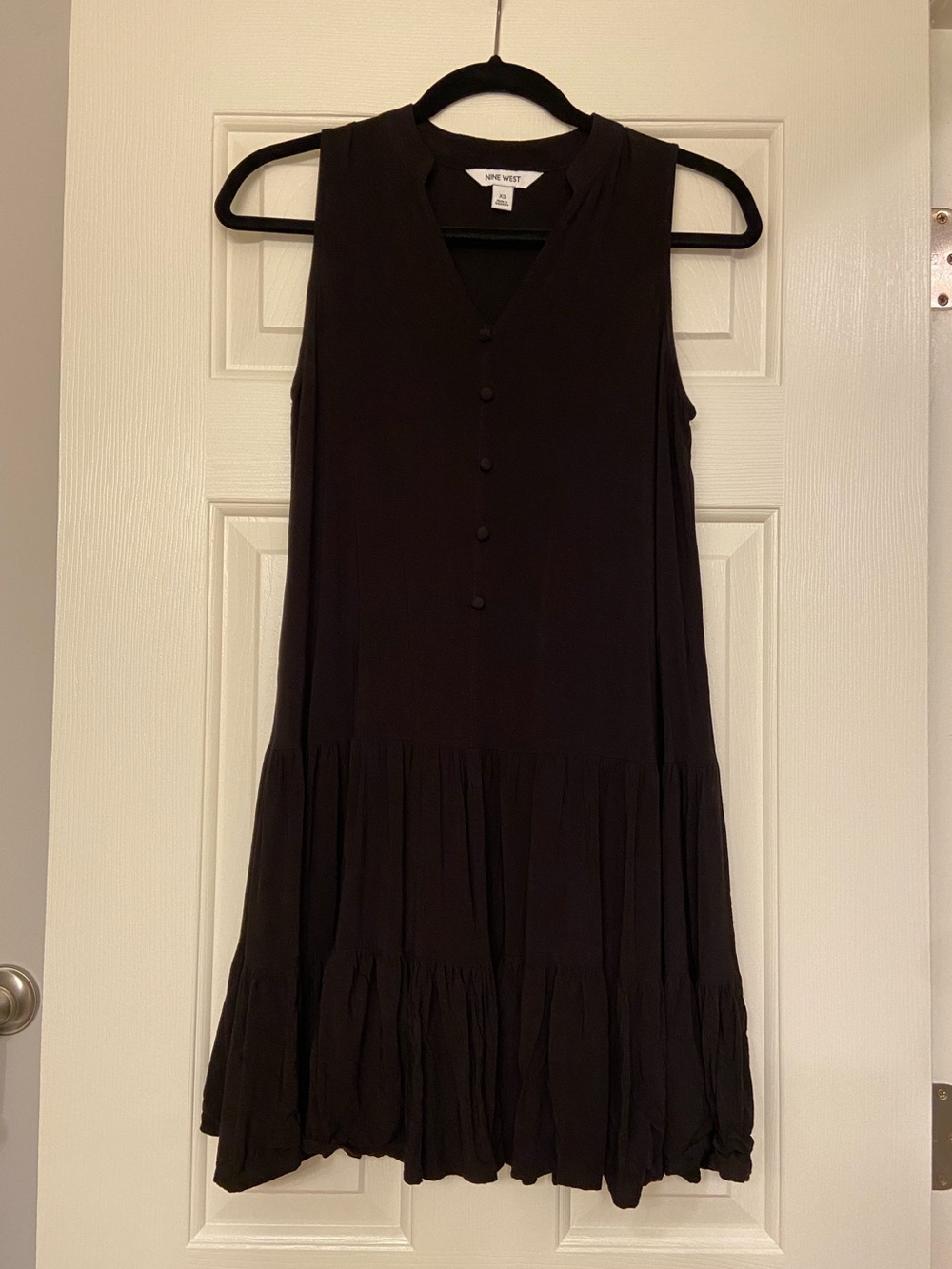 Nine West Black Button Up Dress with Layered Skirt